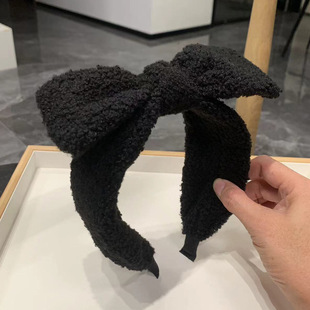 秋冬蝴蝶结毛绒发箍高颅顶发卡简约百搭ins毛毛头箍发夹网红发箍
