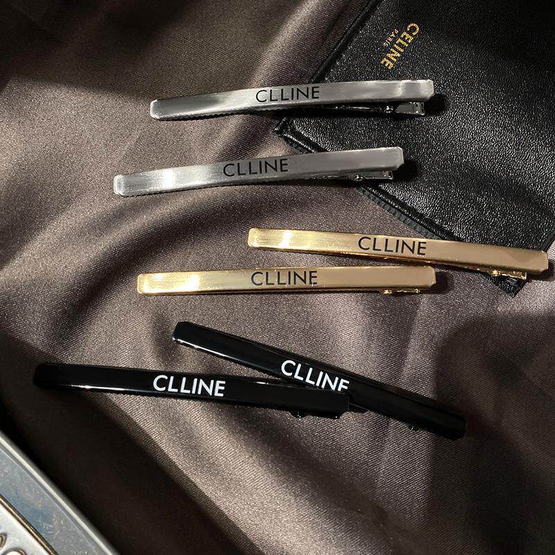 CELI英文字母简约个性拉丝金属一字发夹发卡发饰鸭嘴夹刘海侧边夹