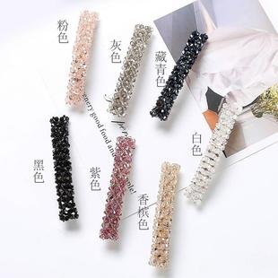 韩国水晶发夹女网红2024年新款一字弹簧夹后脑勺头发夹子头饰发卡