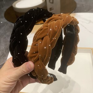 高级感显脸小发箍女秋冬高颅顶韩国复古丝绒麻花宽边带齿头箍头饰