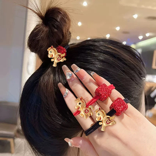 2026马年红色本命年发圈过年头绳新年发绳女孩儿童扎头发饰橡皮筋