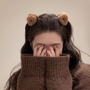 小熊感~毛茸茸耳朵小抓夹刘海夹发夹羊羔毛夹子可爱公主头饰发饰