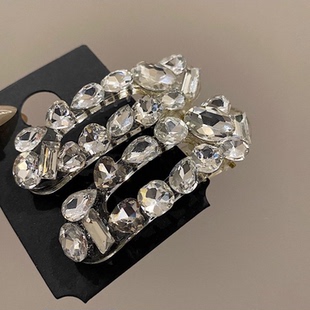 闪亮重工白色水晶韩版发夹发卡气质款水钻网红同款刘海边夹发卡女