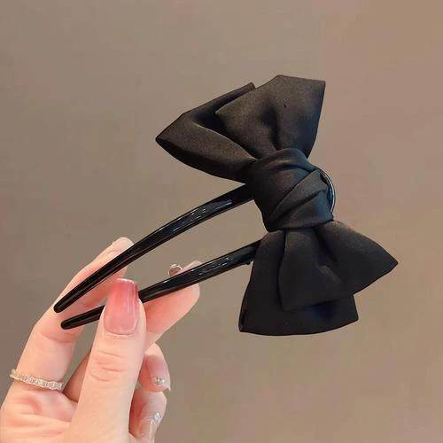 新中式布艺日常旗袍汉服盘发簪子精致网红盘发神器蝴蝶结U型发簪