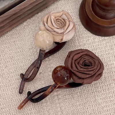 初秋美拉德干枯玫瑰圆珠发夹女高级感后脑勺扭扭夹头发夹子发饰女