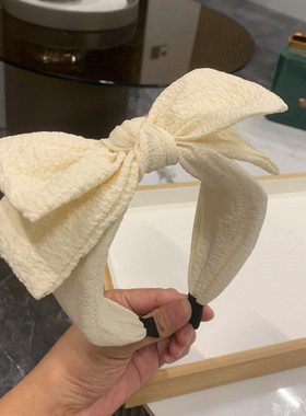 黑色泡泡皱宽边发夹发箍重工蝴蝶结发卡发饰ins网红头箍头饰女