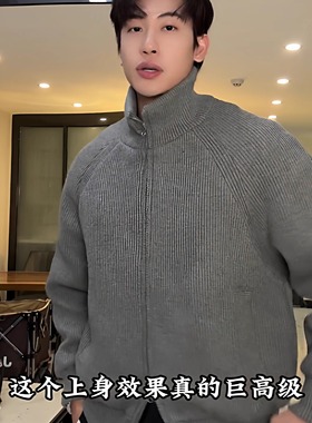 SDSA男士秋冬新款痞帅男装简约纯色立领毛衣羽绒服外套百搭时尚