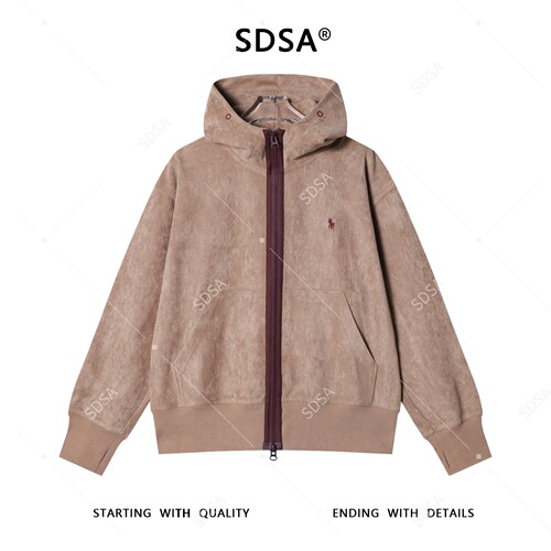 SDSA秋冬新款痞帅男装韩版撞色刺绣标拉链立领连帽卫衣百搭宽松