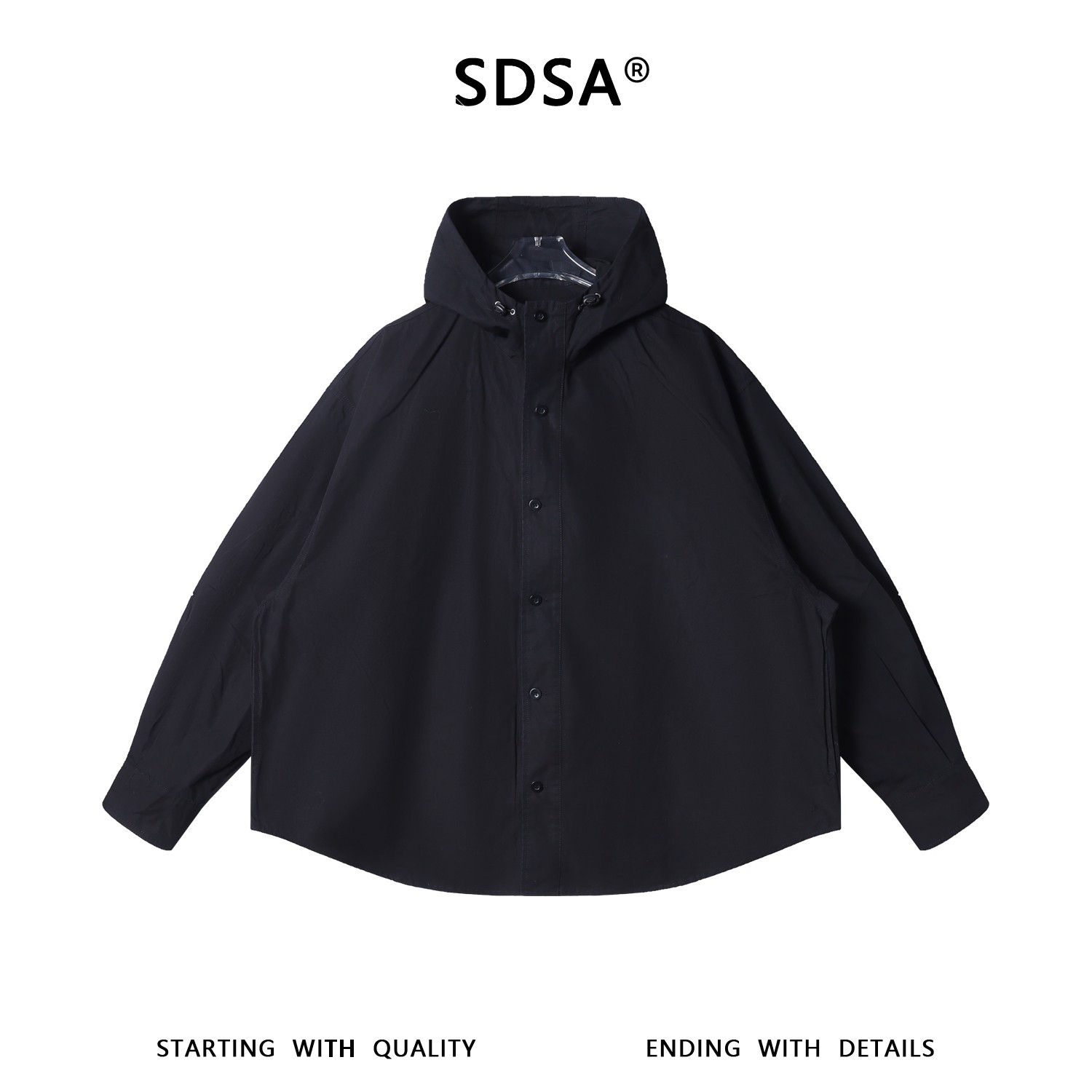 SDSA男士秋冬新款痞帅男装简约纯色纽扣立领连帽夹克外套百搭时尚,男装,夹克,淘宝优惠券,粉丝福利购,淘宝优惠卷