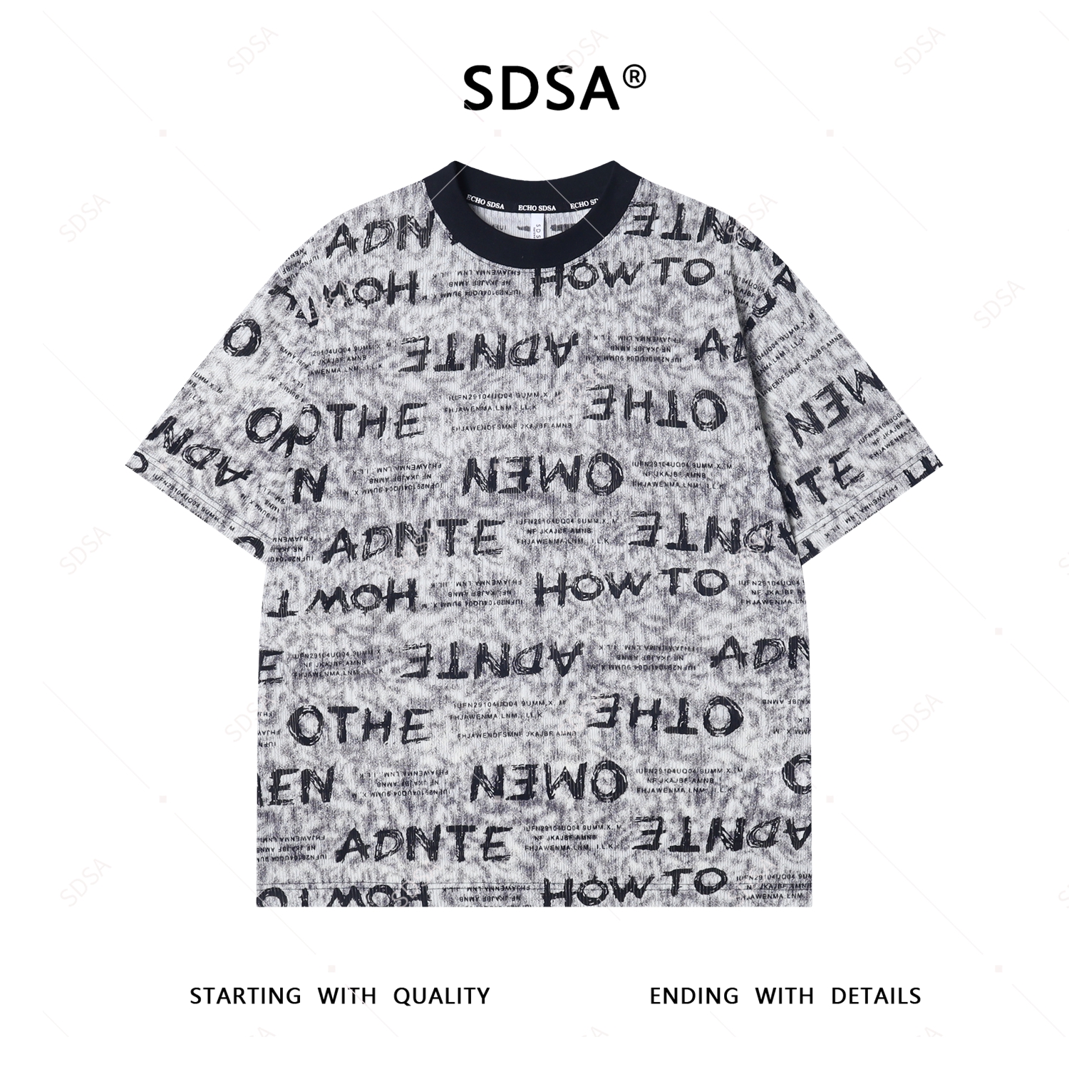 SDSA夏季新款男士扎染满印字母圆领短袖T恤小众设计时尚T3531