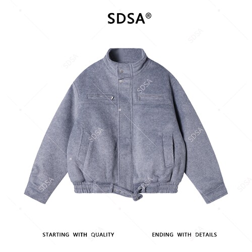 SDSA男士秋冬新款痞帅男装潮牌美式纯色拉链立领夹克外套百搭时尚
