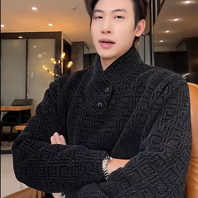 SDSA男士秋冬新款痞帅男装潮牌时尚撞色图形设计V领卫衣百搭舒适