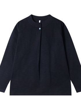 SDSA秋冬新款时尚个性圆领纽扣纯色设计感小众设计百搭宽松T2223