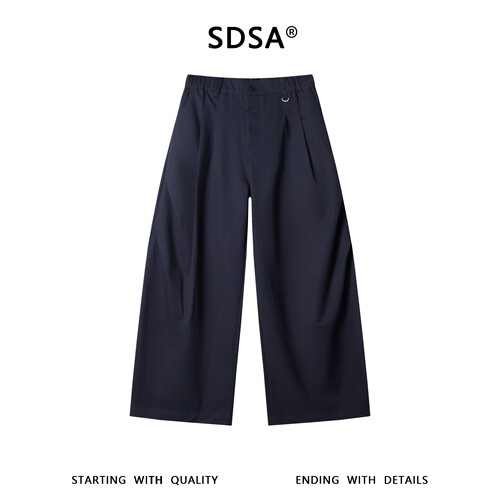 SDSA男装2026新款高贵轻奢美式复古纯色褶皱休闲裤慵懒风百搭裤子