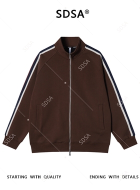 SDSA男士秋冬新款痞帅男装潮牌植绒撞色织带拉链立领卫衣百搭时尚