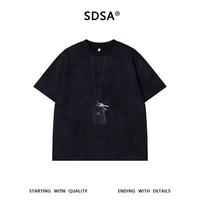 SDSA男装2026新款高贵轻奢潮牌扎染卡包印花设计圆领短袖T恤百搭