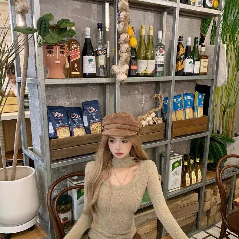 七颗虾滑针织衫毛衣秋冬2025新款女内搭打底衫韩系氛围感挂脖上衣