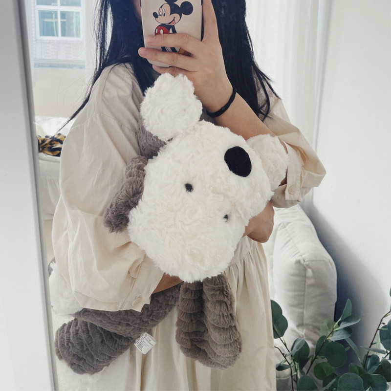 회색과 흰색 부드러운 귀여운 플러시 쇼 쇼핑 장난감 어린이 편안한 인형 인형 소녀 선물 가정 장식 점심 시간