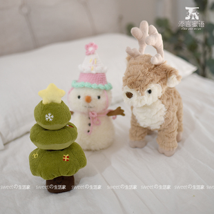 可爱圣诞树毛绒玩具麋鹿玩偶娃娃圣诞节装 饰雪人公仔家居摆件礼物