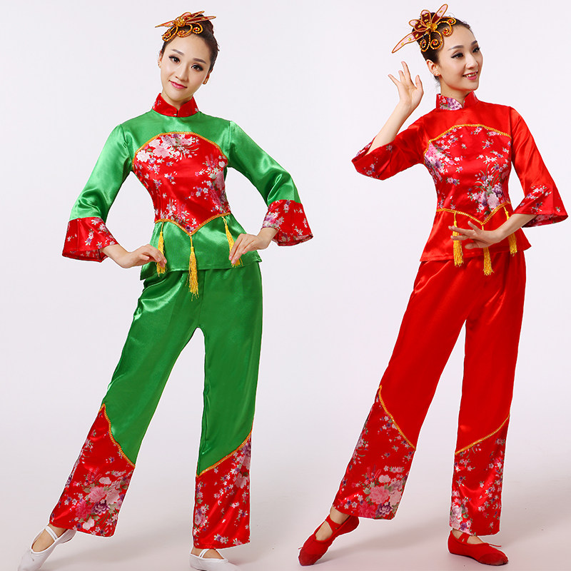 秧歌服2018新款中老年演出服东北民族腰鼓舞扇子舞蹈表演服装女款