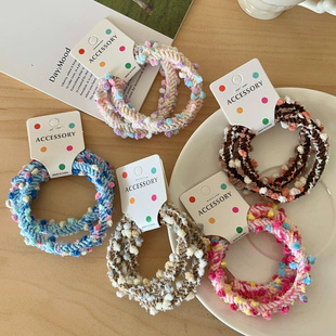 2条装 少女彩虹糖豆豆发绳可爱百搭发圈头绳基础高弹力皮筋发饰品