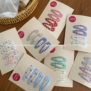 甜美可爱少女心印花碎花波点格纹小对夹发夹儿童宝宝彩色BB夹边夹
