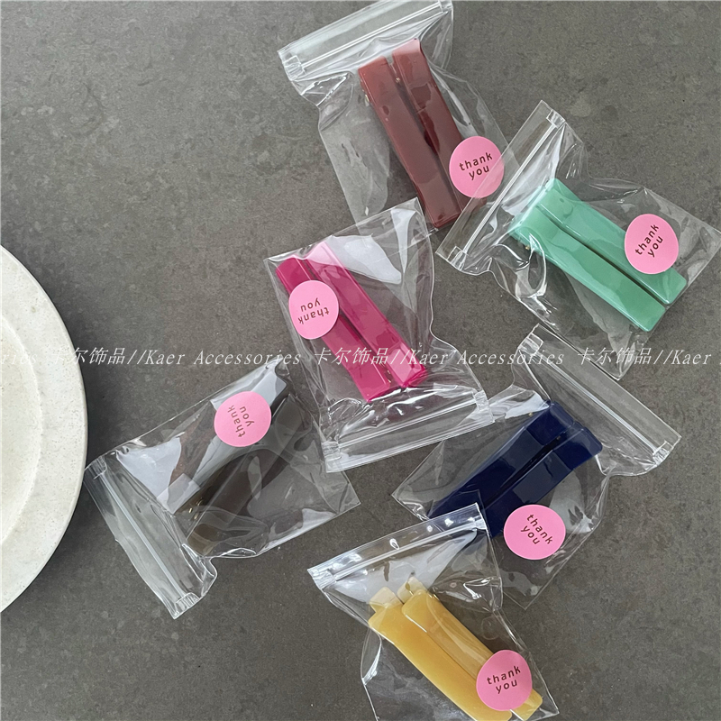 彩色果冻质感纯色长方形发夹对夹 可爱少女碎发刘海夹鸭嘴夹边夹