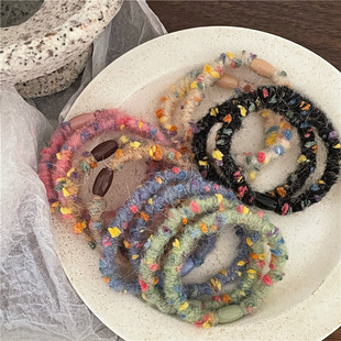 糖果杂色毛线缠绕发圈 少女心彩色毛绒发绳女森系扎头发皮筋仙美