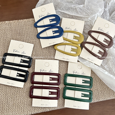 韩国秋冬色实用胖水滴方形发夹