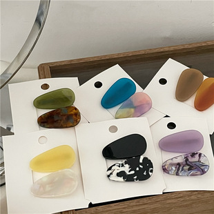 可爱 时尚 胖水滴侧边发夹对夹 撞色刘海夹鸭嘴夹新款 质感醋酸时尚