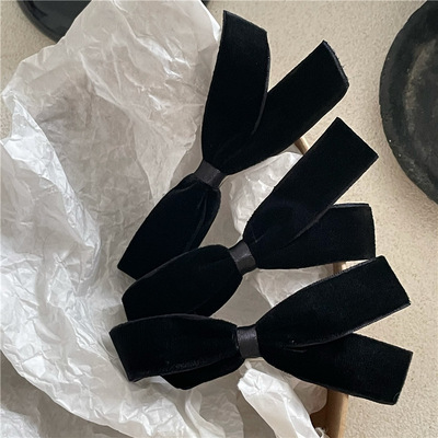 鸭嘴夹丝绒小香风蝴蝶结边夹