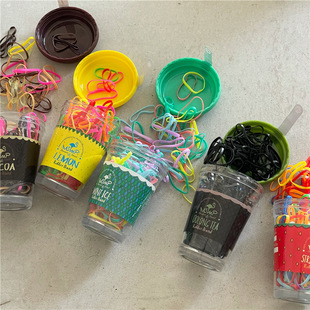 加厚糖果色系罐装 彩色不伤发高弹力基础发绳发圈 一次性皮筋套装