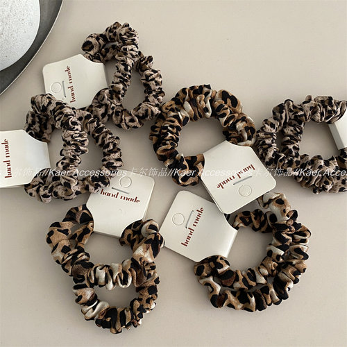 气质复古褶皱豹纹小肠圈发圈