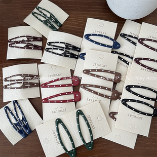 波点bb夹基础百搭三角椭圆发卡金属滴油彩点发夹头饰发饰新款 简约