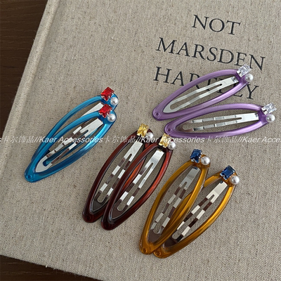 复古法式蓝色方糖发饰