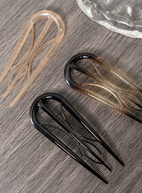 Zang又一雪 三叉树脂钗 复古简约盘发神器日常通勤发钗簪子丸子头