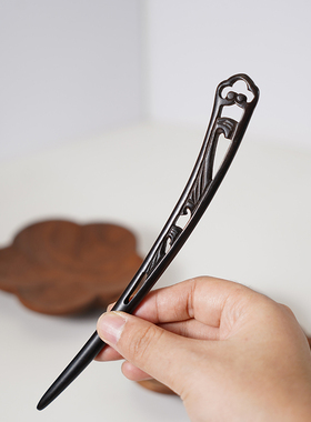 Zang又一雪 叹云涌 黑檀木发簪子盘发髻纹饰绿檀复古朴传统典雅气