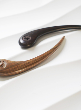 Zang又一雪 两仪簪 新品原创黑绿檀木盘发簪子饰八卦民族风15厘米