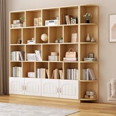 实木书架带门储物柜客厅置物架书架落地格子柜多功能书柜简约爆款