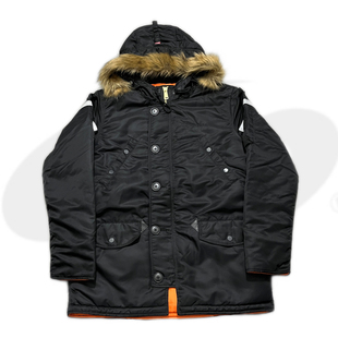N-3B防寒服加厚中长款派克大衣棉服男貉子毛N3B毛领可拆棉衣