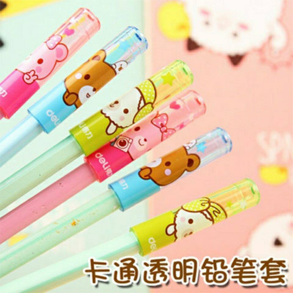 得力0505笔帽小学生儿童铅笔帽卡通创意铅笔套笔盖铅笔保护套