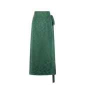 绿野 画堂春汉服原创宋制旋裙多省半身裙绿色提花缎面两片裙