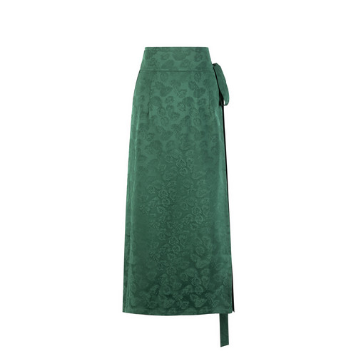 【绿野】画堂春汉服原创宋制旋裙多省半身裙绿色提花缎面两片裙