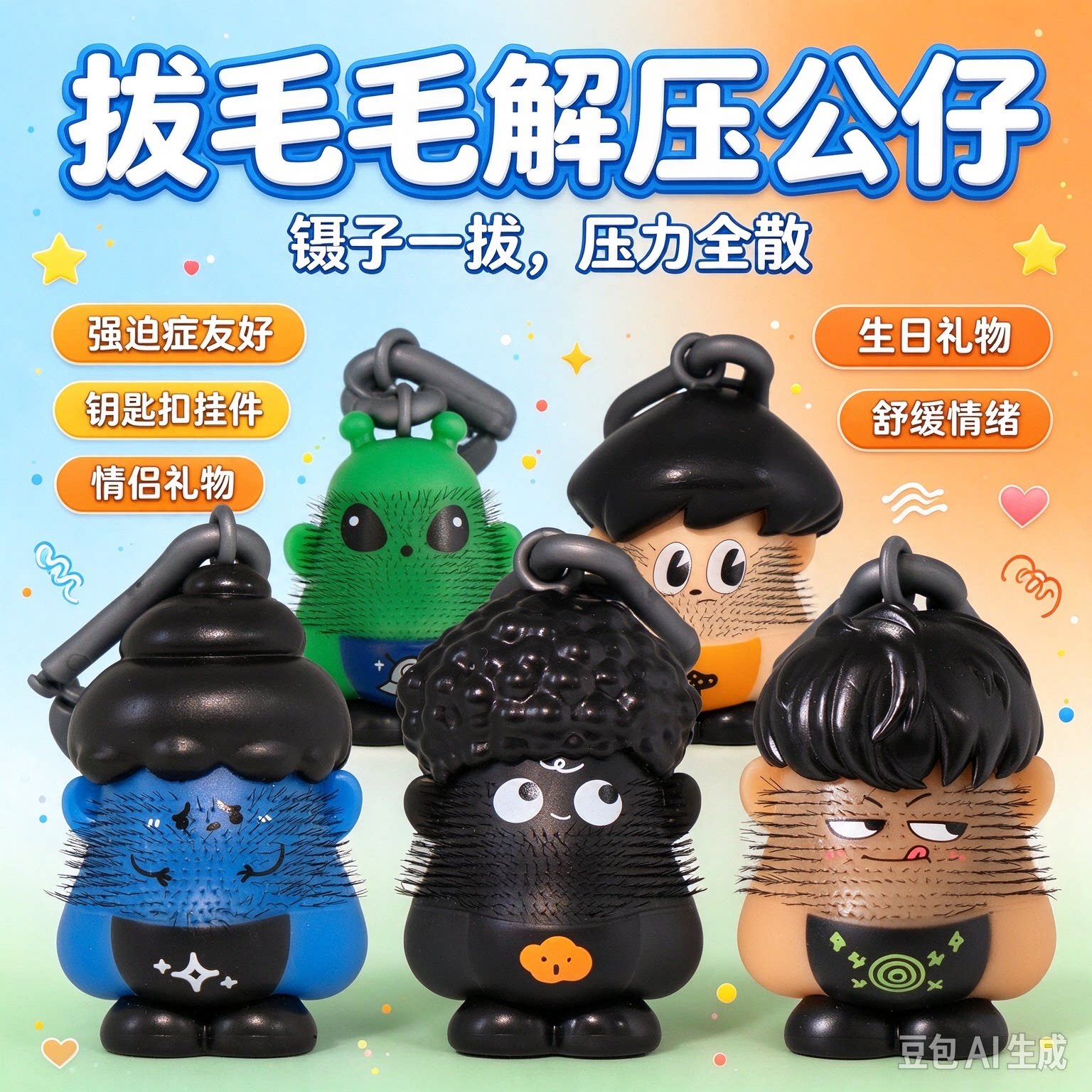 解压玩具拔胡子拔毛毛整蛊礼物