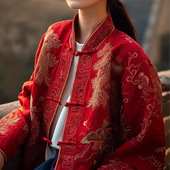 复古改良上衣女 盘扣宽松国风外套秋时尚 新中式 本命年红色新年唐装