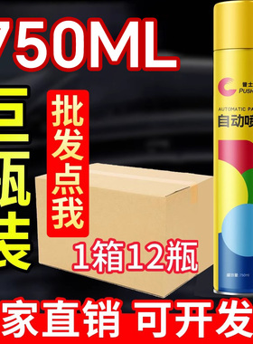 整箱大容量12瓶自动手摇自喷漆黑色白色红色金属汽车防锈油漆喷罐