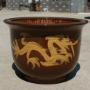 加厚陶瓷龙缸大花盆黑釉盆土陶缸铁树花盆庭院家用大型绿植专用盆