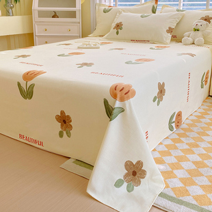 纯棉床单单件夏季 100全棉家用学生宿舍单人1.5双人斜纹被单三件套