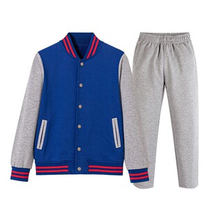 英伦风中小学生校服儿童棒球服春秋款宝蓝套装运动外套花灰色长裤
