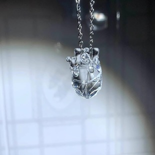 冰皇之心创意个性潮流时尚心脏吊坠玻璃项链饰品纯手工生日礼物